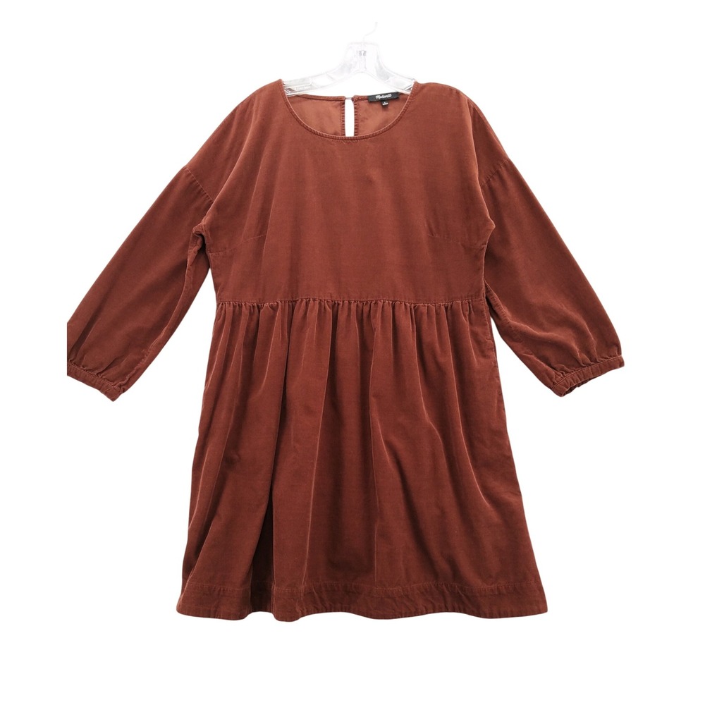 Madewell Relaxed Corduroy Dress Sleeve Rust Brown Mini Dress Size L